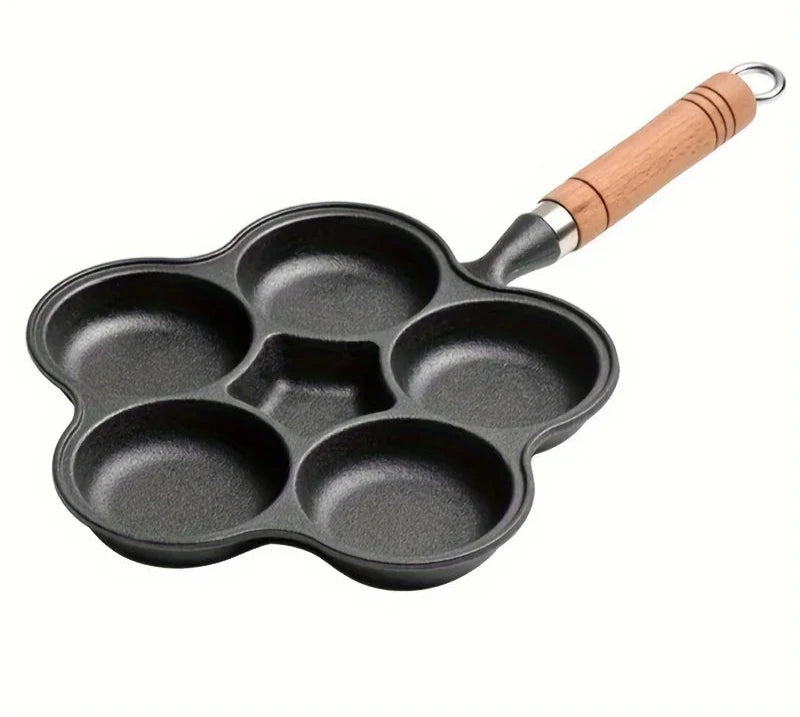 1PCS Egg Frying Pan Nonstick Pancake Pans 5-Hole Cookware Pancake Pan Egg Burger Ham Pan Suitable for Gas Stove Induction Cooker