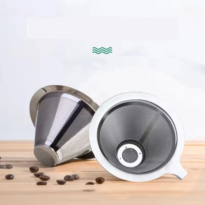 304 Stainless Steel Coffee Funnel Fine Mesh Double Layer Coffee Accessories Reusable Conical Coffee Filter Practical and Durable