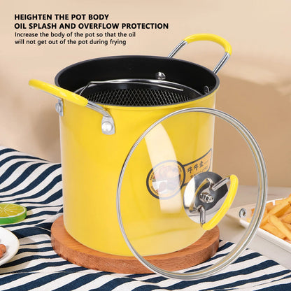 3L Deep Fryer Pot Frying Pot med Rack Låg Oil Filter Iron Pot Kitchen Accessory Frying Pan Fryer Fried Fried Chicken French Fries