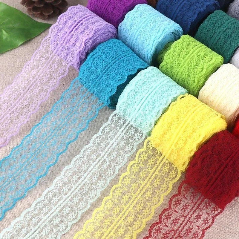 10Meters/Roll 4.5cm Width Lace Ribbon Trim Fabric Solid Color Lace For Apparel Sewing Webbing Trimming Gift Packing DIY Crafts