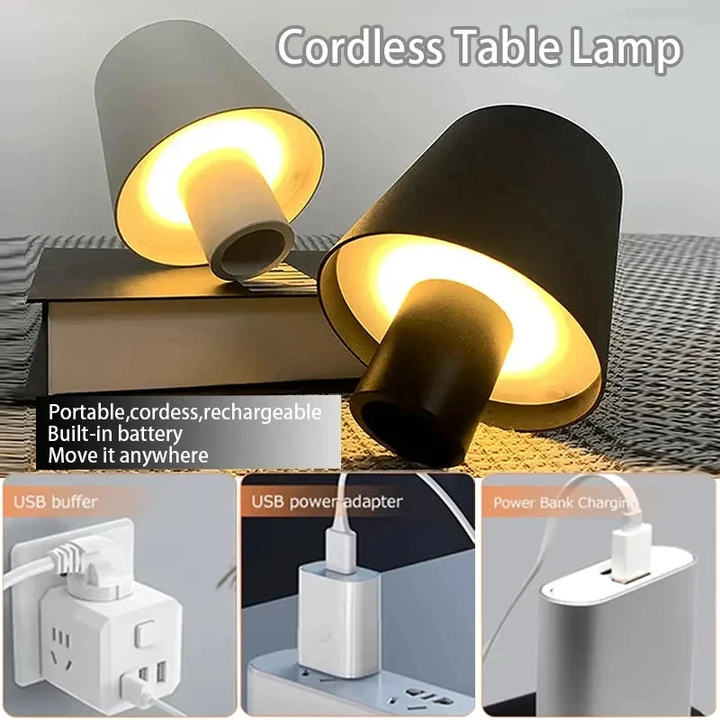 Wireless Wine Bottle Lamp USB Rechargeable Table Light Touch Control Dimming LED Table Lamp for Bar Club Cafe Atmosphere Decor