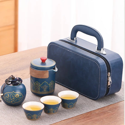 Travel Tea Set Portable Outdoor Camping Travel Tea Drinking Equipment Accompanying Tea Cup a Pot Of Three Cups