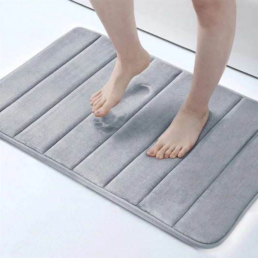 Super Absorberende bademåtsmåtter Non Slip Rugs Badeværelse Tæpper Blød hukommelse Skum Floor Mat Soveværelse Toilet Floor Gulvbruser Tæppe Hjemindretning