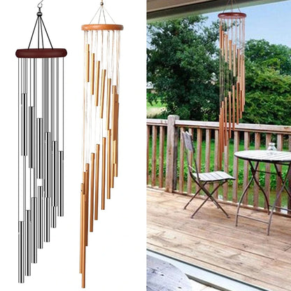 1Peice 12 Tubes Aluminium Alloyumwand Chimes mat Hook Gold / Sëlwer Källt fir ausserhalb vun der Heem Remorial Dekoratiounsdekotte