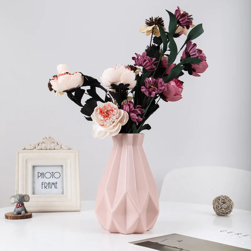 Multi-style Origami Plastic Vase White Imitation Ceramic Flower Pot Flower Basket Flower Vase Decoration Home Nordic Decoration