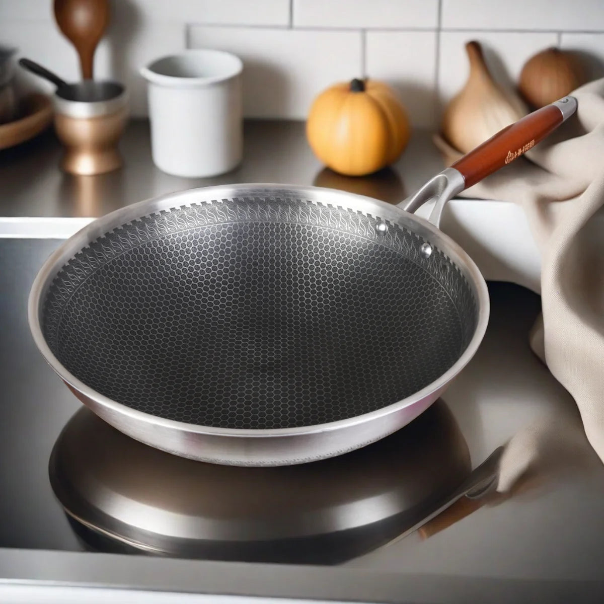 Fritar antiaderente Pan 316 Aço inoxidável Honeycomb cozinhar