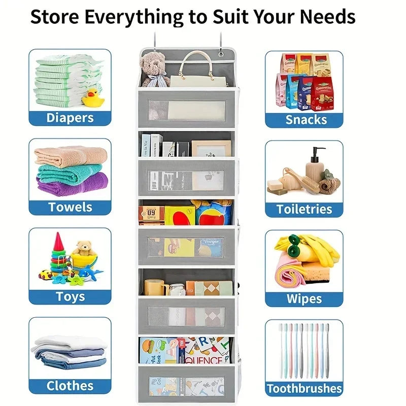 5-Shelf Hanging Storage Organizer - Behind Door, Anti-Tilt, 5 Large Capacity Pockets, Hanging Bag Suitable For Bedroom, Bathroom