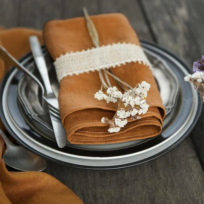 4PCS 40X40CM Pure Linen Napkins Cloths Soft Comfortable Fabric Reusable Kitchen Accessories for Wedding Birthday Parties