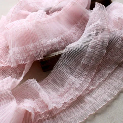 10CM Wide Modern Embroidery Flower Tulle Lace Fabric Trim Ribbon DIY Sewing Ruffle Applique Collar Fringe Wedding Decor