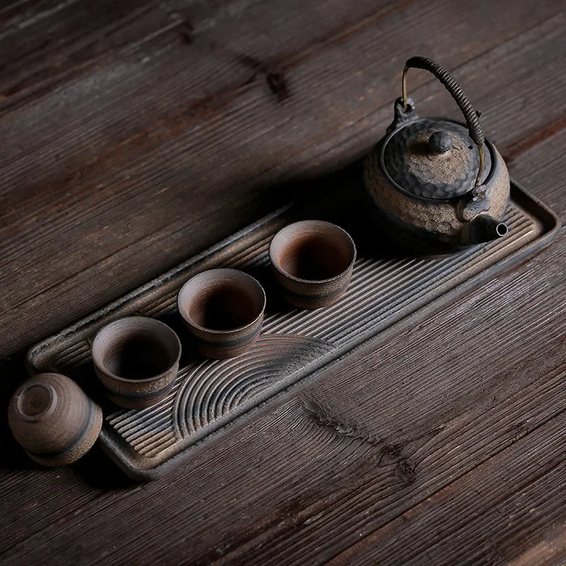 Japanese Crude Tao Yi Pot Four Cups of Tea Set Ceramic Kung Fu Tea Teaware Ceramic Tea Set Ceramic Tea Set Travel Tea Set TeaSet