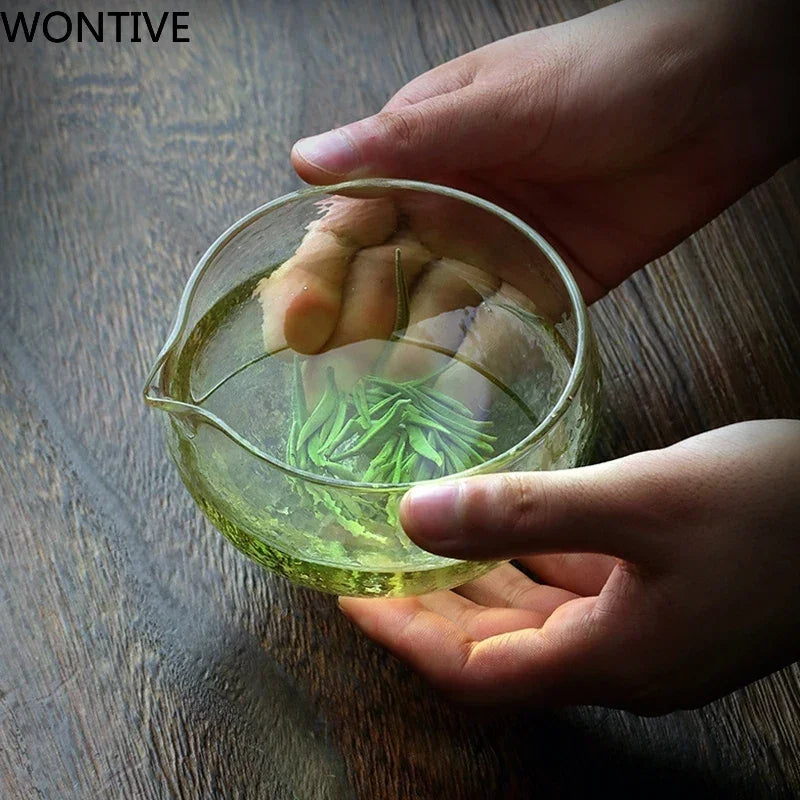 1/2 / 3pcs Bol de matcha japonais marteau en verre texturé en verre thé à thé