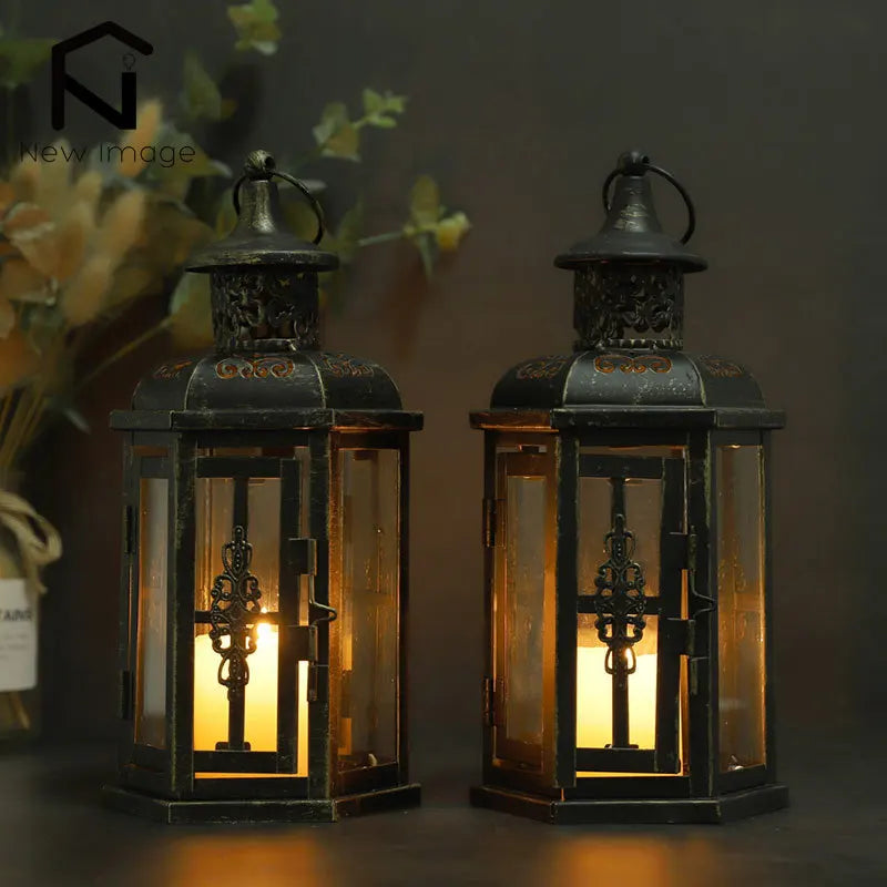 Vintage Nordic Candle Holder Lanterns κεριά αισθητική κρέμονται φανάρι σίδερο φανάρι μαύρο σπίτι διακόσμηση διακόσμηση γαμήλια αίθουσα