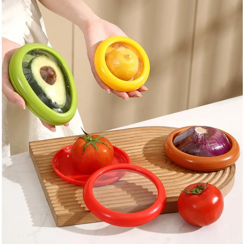 Boîte d'économie alimentaire réutilisable à moitié coupé fruit Freshing Freshing Film Film Rangement Conteneur Conteneur Conservation des fruits Cover Cover Kitchen Tools