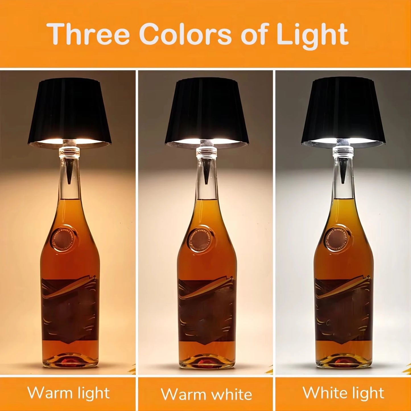 USB Charge Bottle Table Lamp Touch Control 3 Colors and Stepless Dimming Night Lamp For Restaurant Bar Wine Bottles Desk Lights
