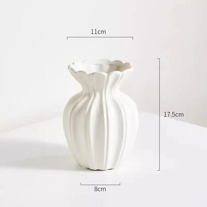 Nordic Retro Gold Painted Cream White Ceramic Vase Living Room Coffee Table Flower Arrangement Vase  Girl Flower Pot  Home Decor