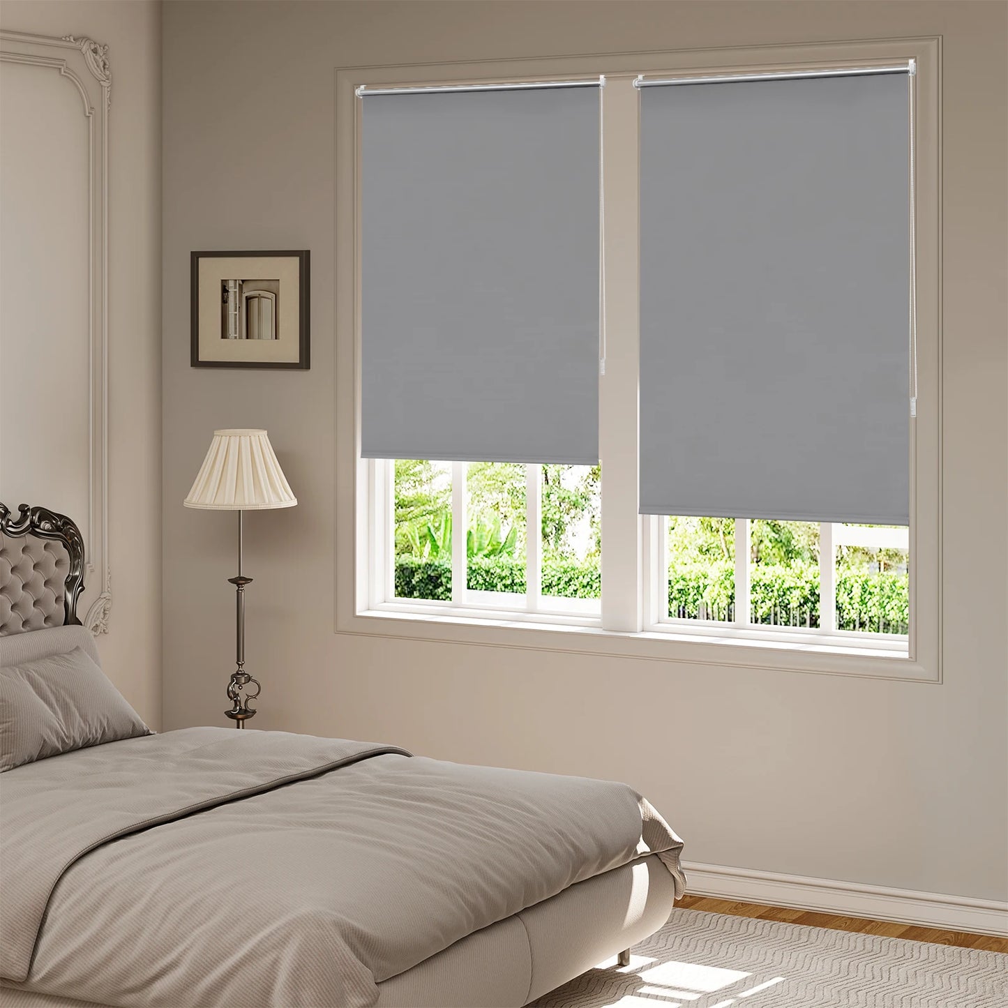 Blackout Roller Blinds Window Blinds No Drilling Thermal Clamping Blind Side Pull Privacy Sun Protection for Windows Doors
