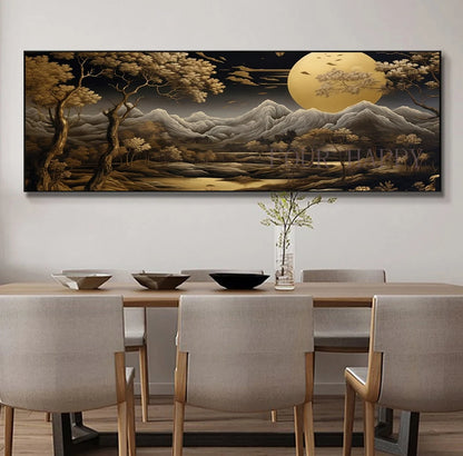 5D DIY Large Diamond Painting Cross Fantasy Landscape Moon Mountain Tree Wall Art, Full Round Drill, Embroidery Home Decor