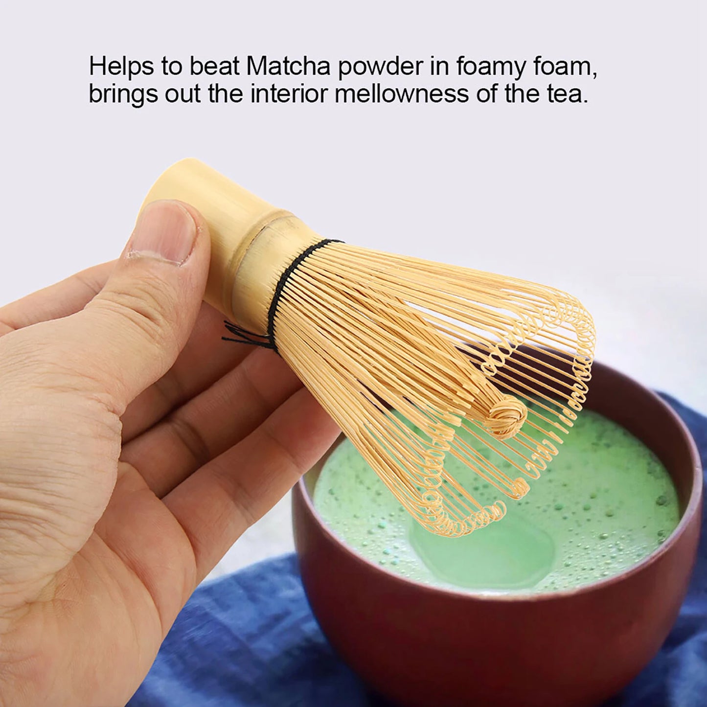 Bambu bata o chá verde bata matcha bata o batedor de chá de bambu natural que prepara a preparação do pó de pincel de pó de pó de pó pó de pó de pó batedor de pó batedor