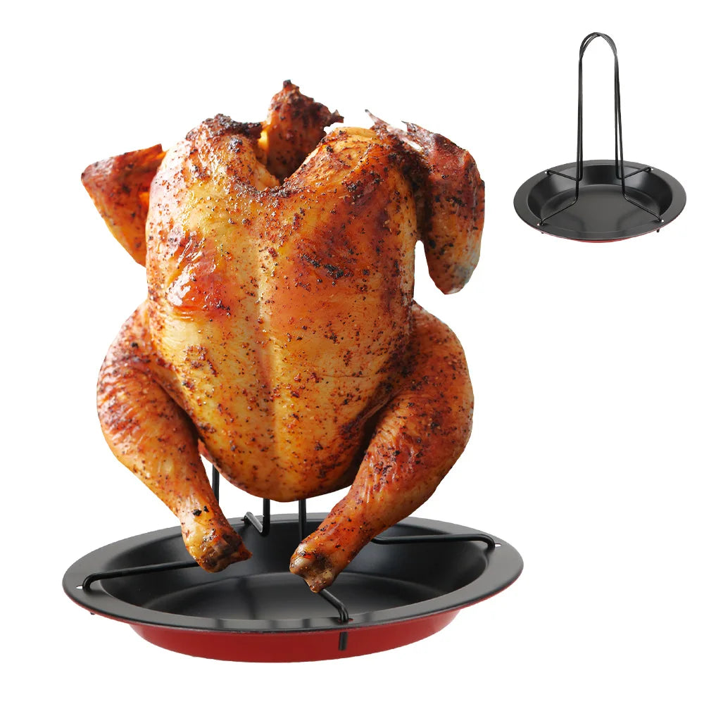 Chicken Roaster Rack Stainless Steel Roasting Grill Stand Kitchen Outdoor BBQ Tools Grilled Chicken Plate Grilling Tools