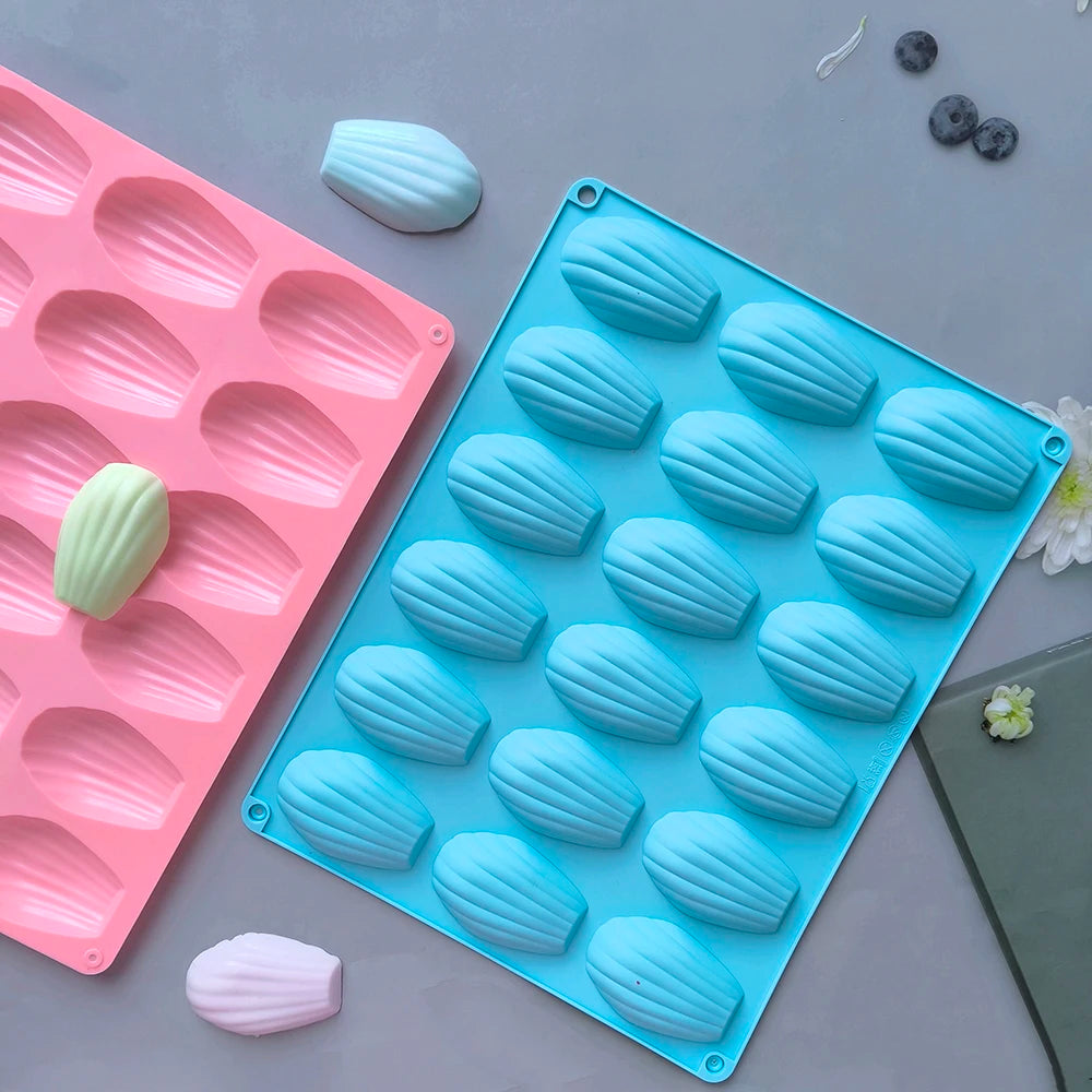 1pc 18 Cavity Madeleine Silicone Cake Mold Shell shaped Chocolate Cookie Biscuit Mould Handmade Silicone Bakeware Tools