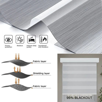 top selling professional customized dual layer waterproof 100% blackout fabric remote control automatic zebra blind for home