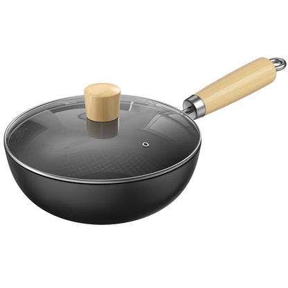 Handgefertigte Eisen-Pot-Bratpfanne Wok Pan unbeschichteter Gasherd-Induktionskocher universeller Nicht-Schicht-Eisen-Wok-Wok-Topf-Kochgeschirrset