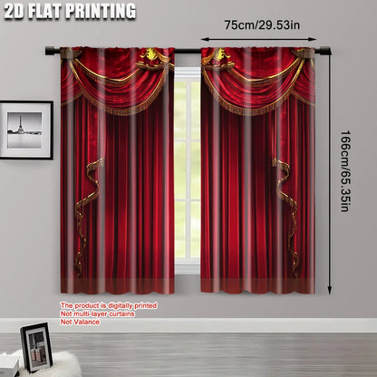 2Pcs Red Blackout Curtains For Privacy Machine Washable Perfect For Bedroom Living Room Decor Fashion Decorative Curtain