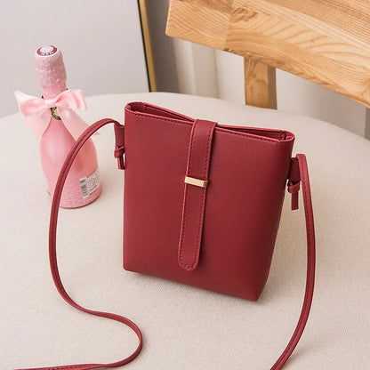 Bags For Women PU Crossbody Square Bag Female Bags Buckle Decorated Lady Shoulder Bucket Bag