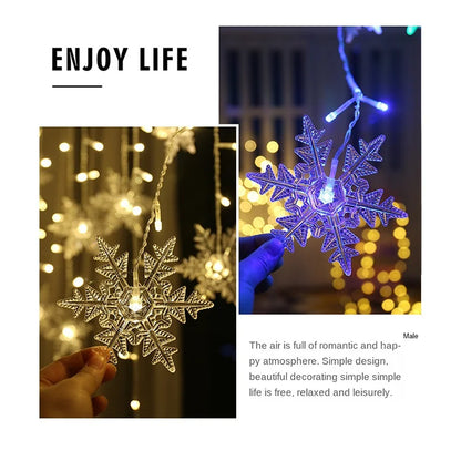 3.2m jul snöflingor LED -stränglampor blinkande älvgardinlampor Vattentät för Holiday Party Wedding Xmas Decoration