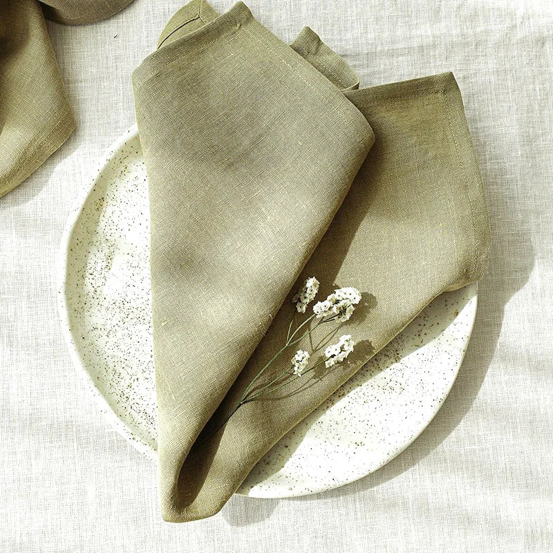 4PCS 40X40CM Pure Linen Napkins Cloths Soft Comfortable Fabric Reusable Kitchen Accessories for Wedding Birthday Parties