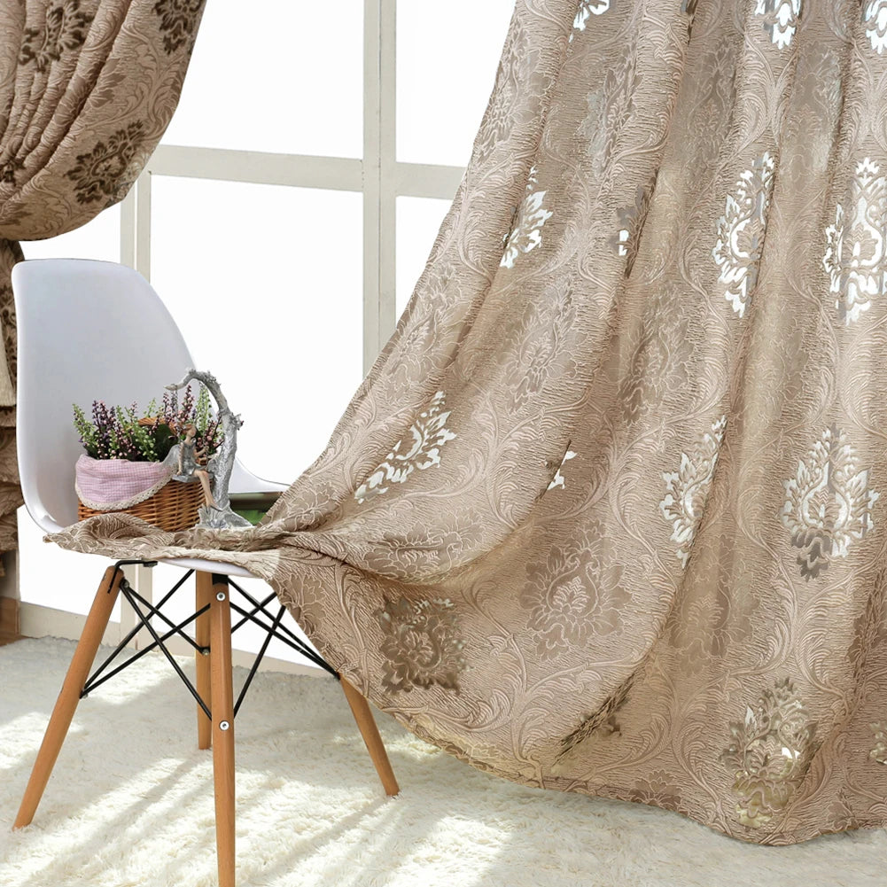 1 PC NAPEARL European Style Jacquard Curtain Fabrics for Window Balcony Living Room Gray Living Room Treatments All Match