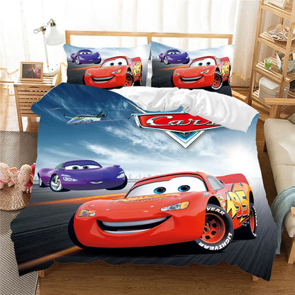 Disney Red Lightning McQueen Pedding Sets for Kids Decor Decor King Duvet Zestaw Single Boy Children Prezent