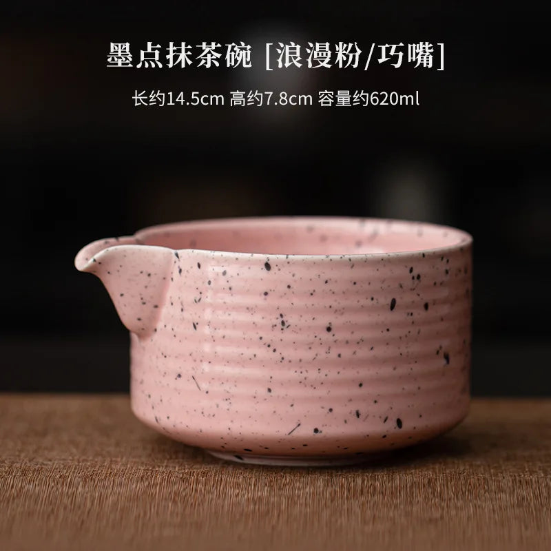 1/4PCS Pink Matcha Tea Whisk Teaware Kit Japanese Ceremony Bamboo Brush Ceramic Bowl Matcha Blender Tea Set Exquisite Gift Box