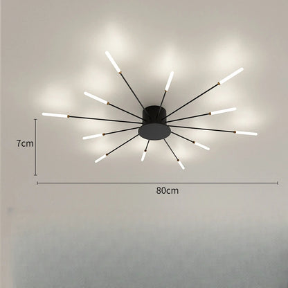 Modern Vortex Firework LED Ceiling Light for Living Room & Bedroom, Dimmable, Energy-Saving, 15-30㎡, Black/Gold