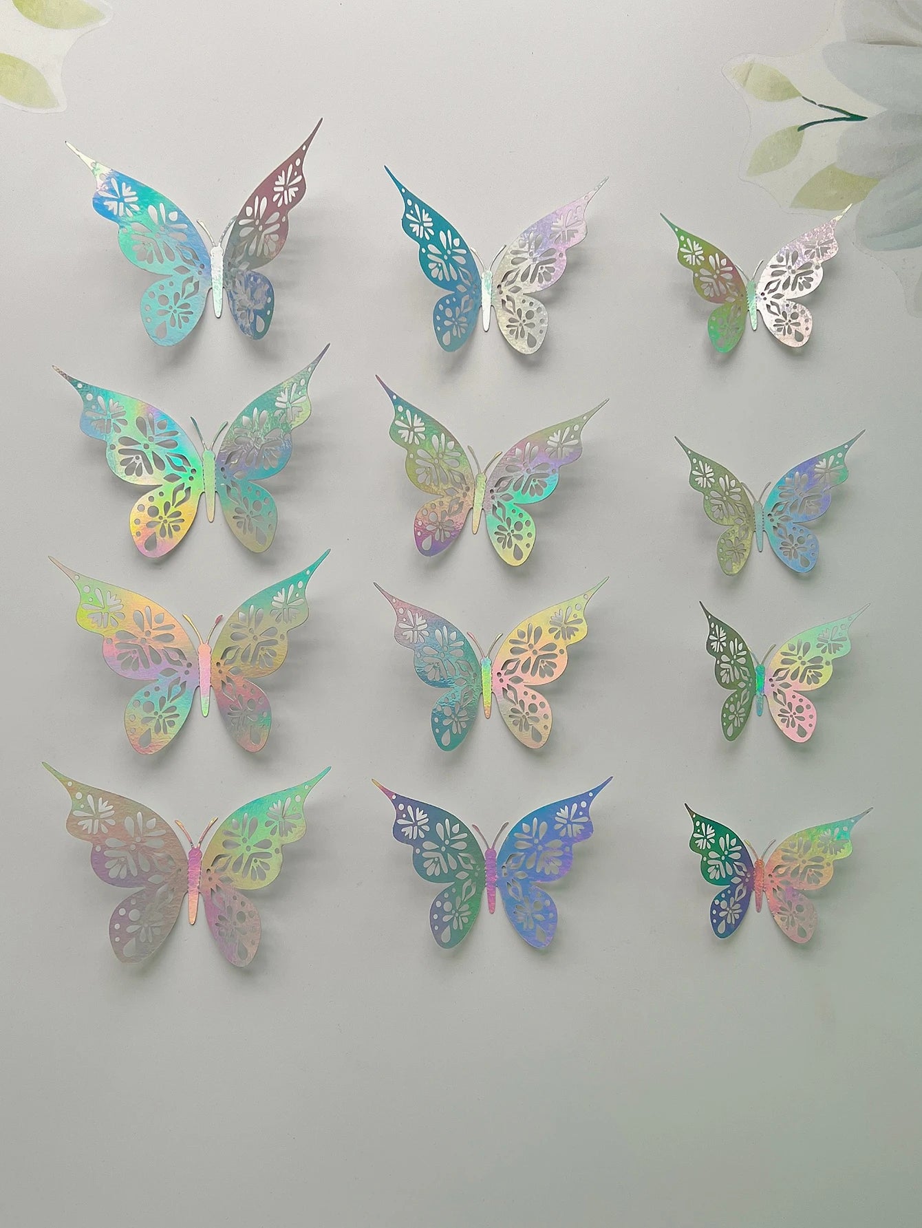 12 piezas 3D Hollow Butterfly Pegatina de pared Sala de estar Decoración del hogar Butterfly