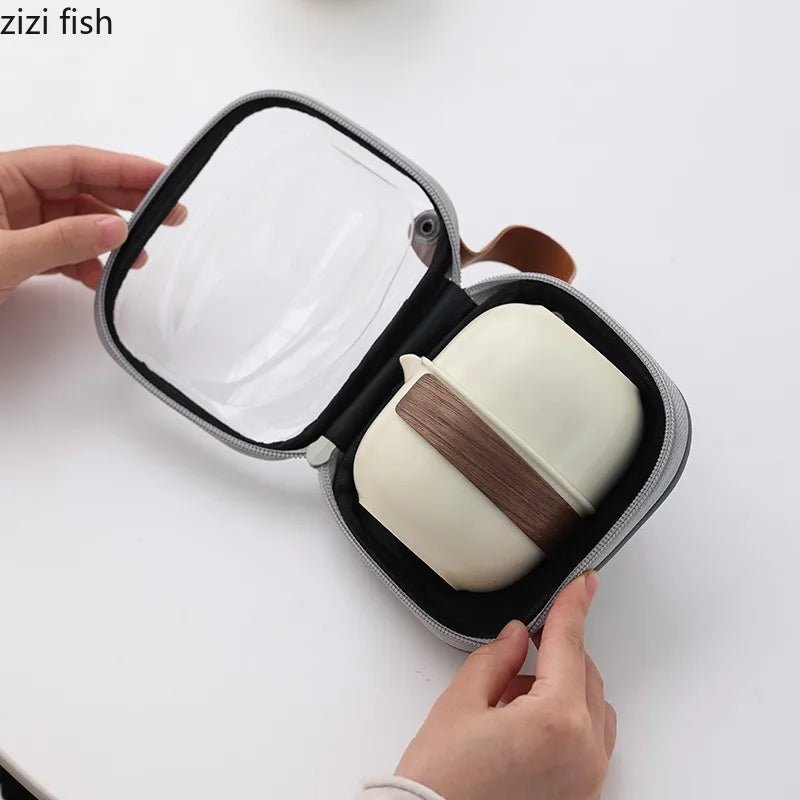 Ceramic Teaware Kung Fu Tea Set Outdoor Portable Tea Set Teapot Teacup Kettle Tea Making Utensils Tools Tea Pot and Cup Set