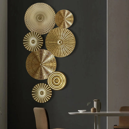 1PC Round Golden Wall Decoration Hanging Golden Metal Irregular Wall Home Decor Wall Pendant