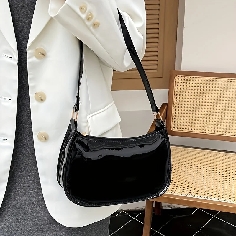 Stylish Solid Color Shoulder Bag, Mini Women'S Underarm Bag, Secure Zipper Wallet, Phone Pouch, Perfect Gift Choice, Fixed Strap