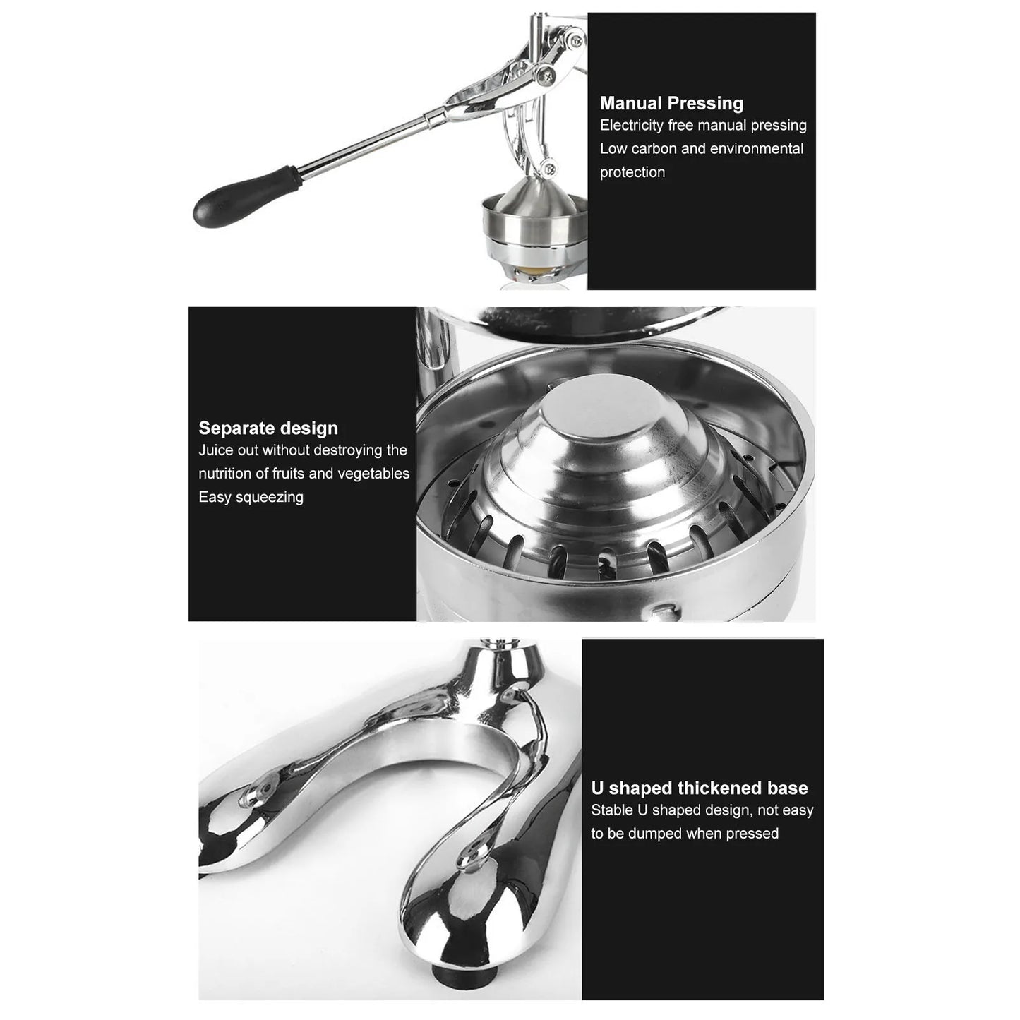 Manual Press Juicer Manual Press Juicer Stainless Steel Separate Design Hand Pressed Juicer Fruit Squeezer with U Shaped Base