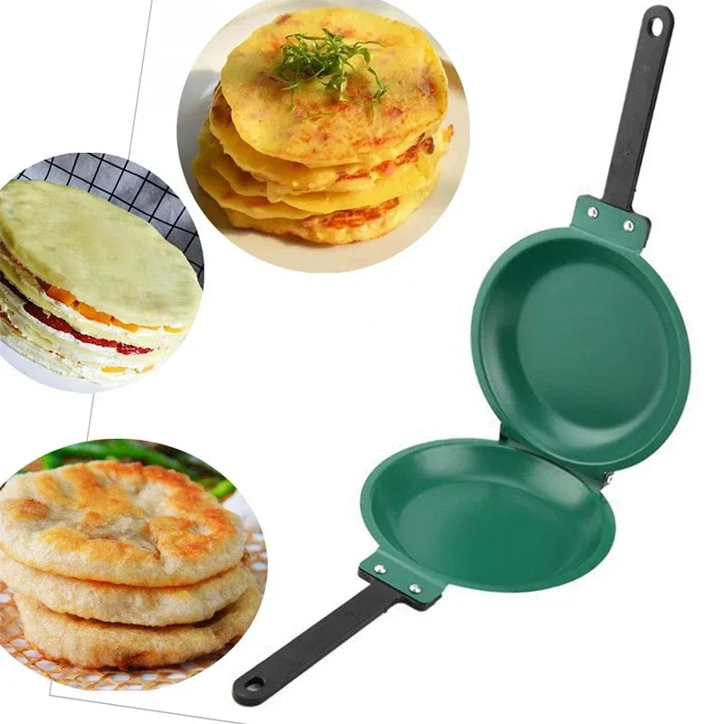 Nuevo hojuelas de panqueque de doble cara sartén freír utensilios de cocina para tortilla de cocina sartama de jamón estufa de cocina utensilios de cocción