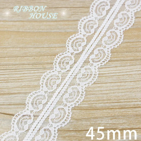 (5 yards/roll) white Lace ribbon fabric Webbing Decoration Lovely gift packing polyester Material