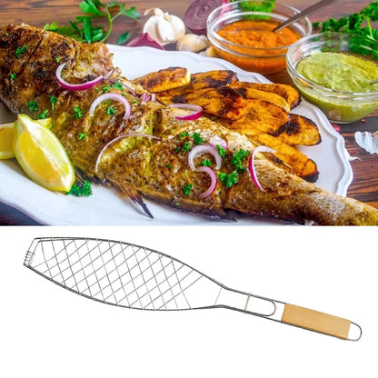 Outdoor Roasting Fish Grilling Basket Vegetable with Folding Handle Stainless Steel Nonstick Barbecue Tool Portable Burger Mesh