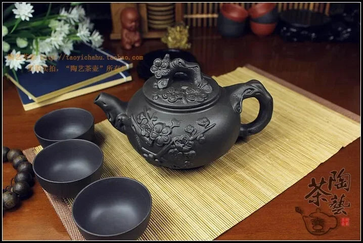 Chinese Porcelain Yixing Zisha Tea Set 380ml + 3 Cups 40ml Kung Fu Teaset Teapots Handmade Zisha Ceramic Kettle