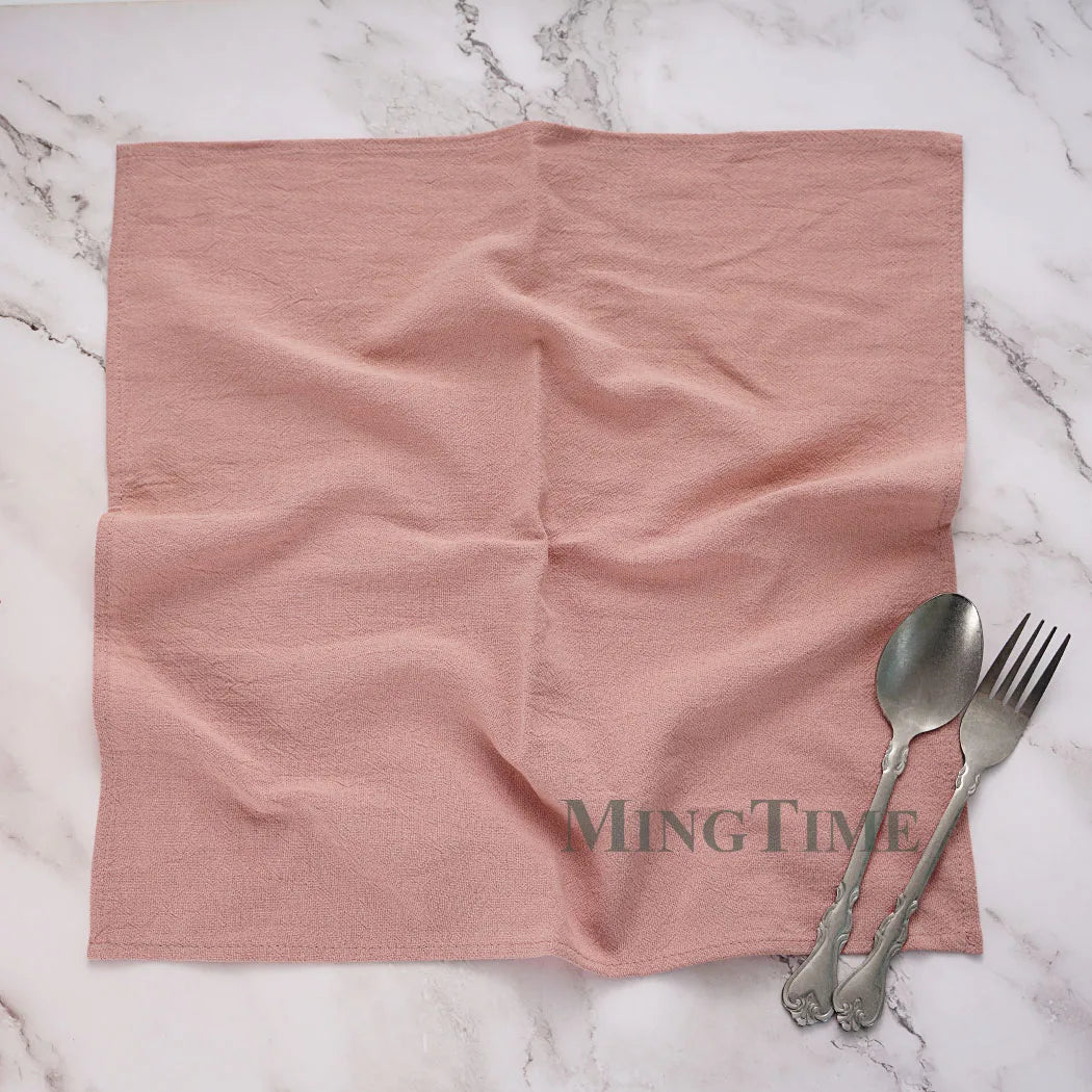 12pcs Napkins 40X40CM Plain Washed Cotton Tea Towel Dining Place Mats Wedding Party Christmas Linen Kitchen Cloths Table Decor