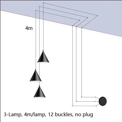 Modern Black Metal Long Wire Cone Shape Pendant Lamp Kitchen Island LED Vintage Hanging Lamp Bedside Suspension Lighting