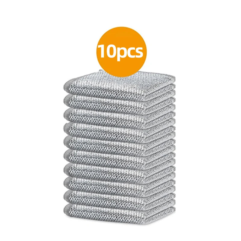 3/10/20 Pcs Stainless Steel Scrubbing Cloths - Non-Scratch, Quick-Dry, Silvery Cleaning Cloth Dish Towel Reusable Kitchen