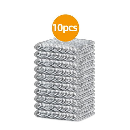 3/10/20 Pcs Stainless Steel Scrubbing Cloths - Non-Scratch, Quick-Dry, Silvery Cleaning Cloth Dish Towel Reusable Kitchen