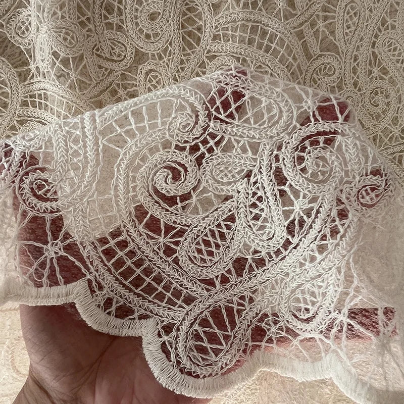 Cotton Floral Embroidered Lace Mesh Fabric Lace Dress Wedding Dress Decorative Sewing Fabric