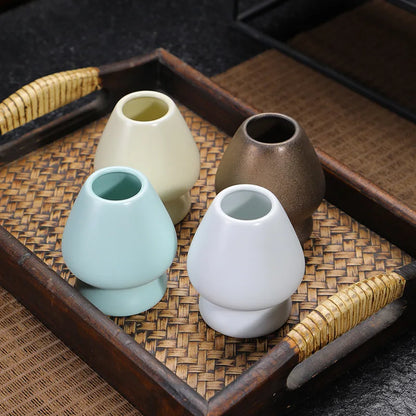 Japanese Matcha Whisk Holder Ceramic Green Tea Bowl Chasen Stand for Living Room Kitchen Dining Room Tea Ceremony Accessories