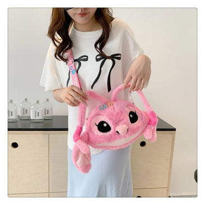 New Disney Cartoon Stitch Plush Cartoon Backpack Girls Cute Ins Shoulder Messenger Bag Parent-Child Gift
